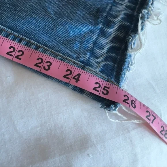 Mid Rise Destroyed Hem Jeans
